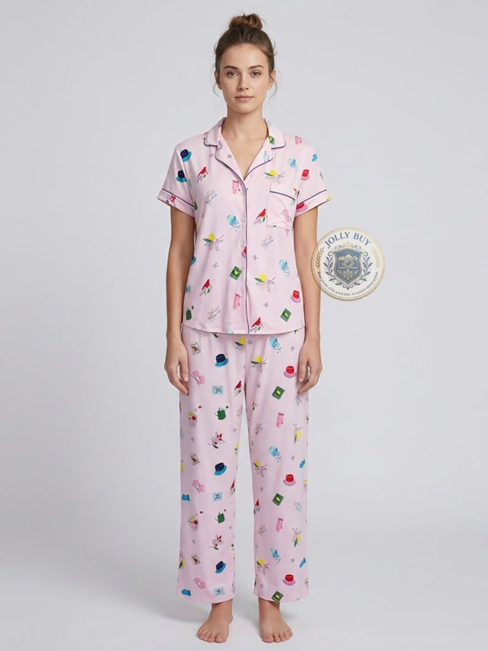 Kate Spade Women’s Pajama Short Sleeve Top Capri Pants 2-Pc Lounge PJ Set Size M - Picture 2 of 7